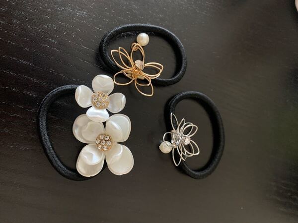 海外製 ヘアゴム 3点セット まとめ売り お花 ヘアアクセサリー