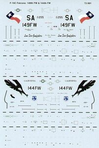 Microscale マイクロスケール ss72901 Lockheed-Martin F-16C 149thFW & 144thFW 司令官機1/72用デカール