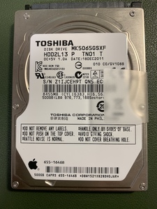 234(中古)【 BigSur入500 GB】アップル純正東芝2.5インチSATA HDD 正常 フォーマット済