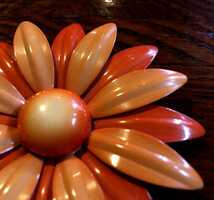 USAビンテージ フラワーブローチ オレンジの花 ビンテージアクセサリー_画像4