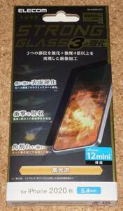 ★新品★ELECOM iPhone12mini ガラスフィルム ストロング セラミックコート 衝撃吸収 エッジ強化 高光沢