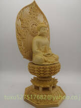 極上彫 木彫仏像 薬師如来 仏像 薬師如来像 置物 仏教美術 仏教彫刻　総檜材製　_画像4