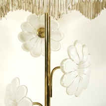 昭和ビンテージ 1979年 ガラス製花装飾テーブルライト スタンド照明 花の装飾が可愛らしいレトロ感　直径30㎝高さ61㎝ ATN_画像4