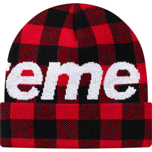 希少★新品本物【赤チェック】★Big Logo Beanie ビッグロゴビーニー カシミヤ プレイド 正規店購入 シュプリーム 限定品 入手困難 Supreme