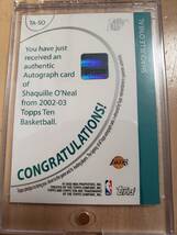 SP サイン 2001 -02 Topps Ten SHAQUILLE O'NEAL Auto / シャキール オニール Autograph LA Lakers_画像6