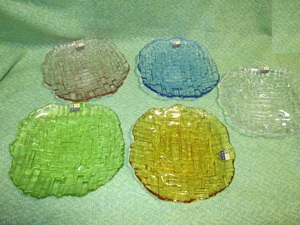 手づくり　KURATA　硝子　皿５色５枚　