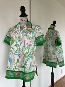  носорог ketelikbohemi Anne hipi- Showa Retro no старт rujik70 годы USED шт ..80's б/у одежда MIXko-te Vintage Hawaiian рубашка b