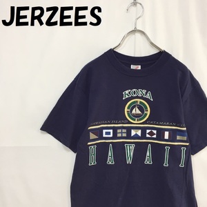 【人気】JERZEES/ジャージーズ USA製 半袖Tシャツ ロゴプリント ネイビー サイズM/S2064