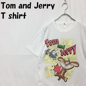 【人気】Tom and Jerry トムとジェリー プリントTシャツ ホワイト サイズM/S2260