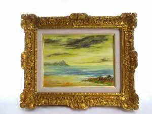 真作保証 カリア･ロラン 油彩「カランクの夕景」画寸 33cm×24cm F4 フランス人作家 南仏マルセイユの海岸沿い奇跡の絶景を描く 4676 絵画,油彩,自然、風景画