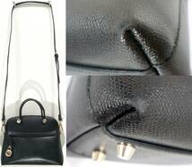 送料870円～FURLAパイパー2WAYショルダーバッグG6865黒ハンドバックPIPERブラック×ゴールド金具レザーストラップ ロックチャーム フルラ_画像7