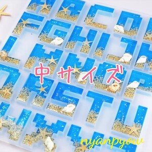 中サイズ アルファベットのシリコンモールド 新品 レジン 粘土