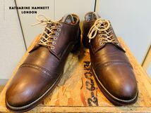 722) KATHARINE HAMNETT LONDON キャサリンハムネット ストレートチップ ブラウン 25.0cm ビジネスシューズ_画像1