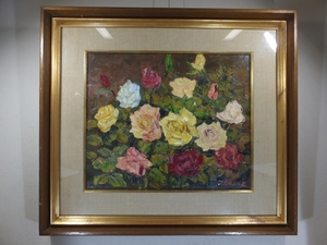 Art hand Auction 【真作保証】岡部忠之 直筆 薔薇 一九七三 油彩 F-8 東光会員 豊光会 コレクター放出品 (大平敬次郎 脇坂秀樹 佐藤昇) 大分県 宇佐市, 絵画, 油彩, 静物画