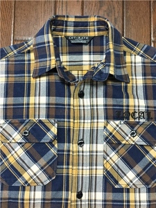 カットレイト ＣＵＴ－ＲＡＴＥ ユーズド チェック ネルシャツ S ネイビー ブラウン イエロー マチ付き ビンテージ スタイル 日本製