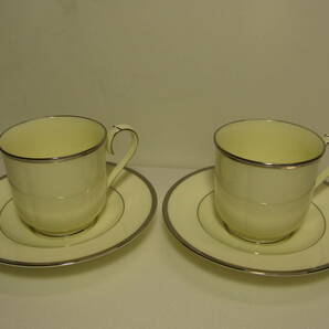 M1Y △210未使用品【Noritake ノリタケ】 BONE CHINA PARIS 9727 銀彩 カップ＆ソーサー ペア