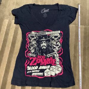 新品 rob zombie Tシャツ ロブゾンビ バンド Tシャツ 洋楽 映画 レア ネイビー ガイコツ スカル ゾンビ Sサイズ ビンテージ