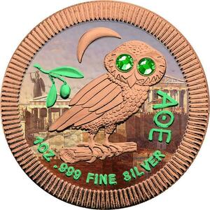 ニウエ　2020年　銀貨　2ドル　Athenian Owl - Athens -　@7-32