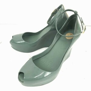 Melissa* Raver material / strap pumps / sandals / rain shoes [24.0/ green ] Wedge sole / Melissa *Q-10