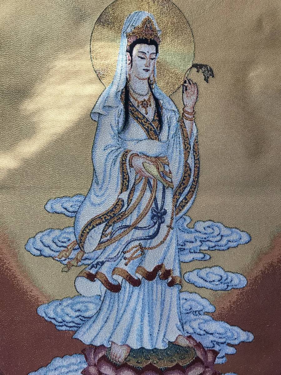 Swastika Buddhist Art [Kannon Bodhisattva Textile] 60cm Search; Embroidery Tibetan Esoteric Buddhism Shakyamuni Buddha Bodhisattva Buddhist Statue Buddhist Painting 2-10, Painting, Japanese painting, person, Bodhisattva