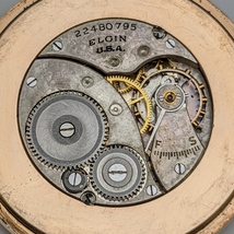 1920年頃 アンティーク 動作品 エルジン 装飾ベゼル 金張りケース 懐中時計_画像9