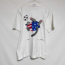 CRAZY SHIRTS HAWAII 古着 猫 ねこ ネコ サッカー 白 ホワイト 赤 レッド 青 ブルー_画像2