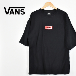 送料300円│VANS バンズ ★ ボックスロゴ刺繍 チェッカーフラッグ 半袖 Tシャツ 黒 メンズ M