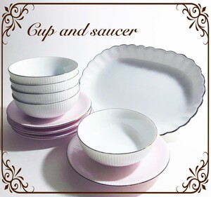 カップ&ソーサー フリーカップ デザートカップ4客+楕円皿セット
