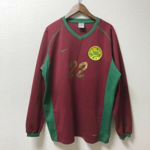 NIKE ナイキ T.F 名石浜 サッカーシャツ 長袖 ゲームシャツ Lサイズ バーガンディ ポリエステル　Nike FIT DRY