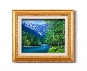 ●[Free shipping] Kazuyuki Hirose oil painting frame F6 gold Hotaka mountain range ●, Painting, Oil painting, Nature, Landscape painting