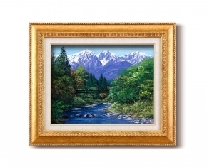 ●[Free shipping] Kazuyuki Hirose oil painting frame F6 gold Mt. Hakuba ●, painting, oil painting, Nature, Landscape painting