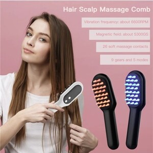 【新商品】赤色LED 青色LED 電気振動マッサージブラシ 頭皮 ツヤ髪 シリコン