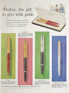 稀少！1960年パーカー万年筆広告/Parker Pen/文房具/P