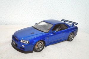 オートアート 日産 スカイライン R34 GT-R VスペックⅡ 1/18 ミニカー ブルー