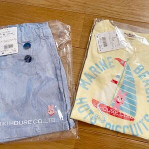☆新品 2枚セット ホットビスケッツ ハーフパンツ 半ズボン 半袖 Tシャツ ミキハウス 定価7370 女の子 ショートパンツ
