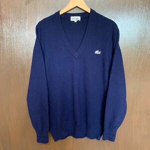 希少 CHEMISE LACOSTE カシミヤ100% セーター 文字ワニ シルバーワニ 銀ワニ 80s 90s ビンテージ カーディガン サイズ4 あいみょん