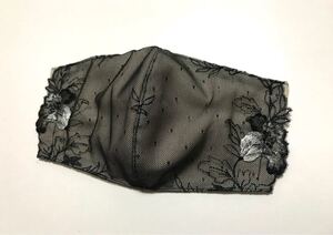 チュールレースブラックベージュ ハンドメイド 立体インナー 高島ちぢみピケ フォーマル