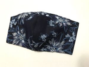 チュールレースネイビーブラック 立体インナー ハンドメイド ミューファン 抗菌防臭