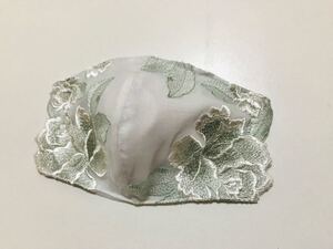 チュールレースグレーホワイト ハンドメイド 立体インナー 高島ちぢみ