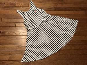 # прекрасный товар #ZARA Zara окантовка рисунок безрукавка One-piece ( туника )(164cm, белый & чёрный )