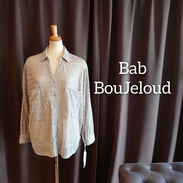 M56 新品 Bab BouJeloud レースシャツ グレージュ スキッパー ブージュルード ポケット 長袖 