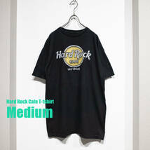 M / ハードロックカフェ HARD ROCK CAFE ラスベガス エンボス ビッグロゴ 半袖 Tシャツ スケーター ブラック 黒 美品 メキシコ製_画像1