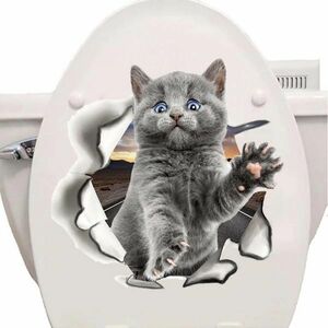 p1916 かわいい 猫 ステッカー 3d シール デカール ウォール 装飾 冷蔵庫 トイレ 便座 壁 動物 飛び出す ブリティッシュ ショートヘア 1個