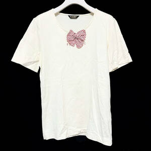 ピンクハウス PINK HOUSE ★ ドット リボン カットソー Tシャツ 半袖トップス シンプル ロゴ プリント 大きいサイズ Ｌサイズ かわいい