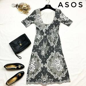 厳選★レア　定価1万　エイソス　ASOS　花柄　ワンピース　ボタニカル柄　Mサイズ　レース生地