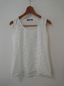  floral print race tank top M eggshell white [KIY-310]