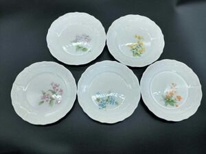 NT JAPAN Pure&White 日本陶器 ノリタケ　小皿　5枚セット　花柄　昭和レトロ　コレクション　雑貨　洋食器 (21_8810_6)