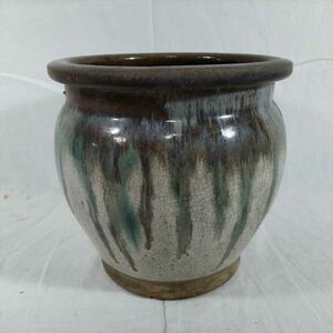 火鉢　花瓶　盆栽　インテリア　置物　23.5cm　オブジェ　骨董　陶器 (21_727_16)