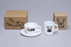 KAWS TOKYO FIRST goods Fire-King cup and saucer start  King mug set Fire King Kaws limitation mug new goods unused 