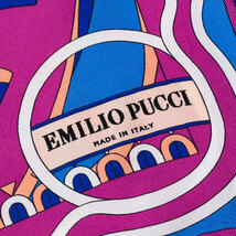 エミリオプッチ■新品　ロングフリンジ　三角シルクスカーフ　ショール　ブルー ×パープル　EMILIO PUCCI_画像4